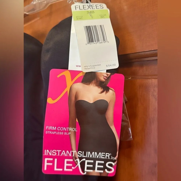 Flexees NWT instant slimmer strapless slip firm control size 34B color: black - Picture 5 of 6